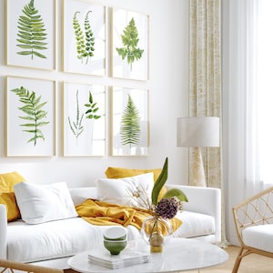 Watercolor Fern Set of 6 Prints, Minimalist Fine Art, Hand Painted and turned into Giclee, Botanical Painting, Greenery Print