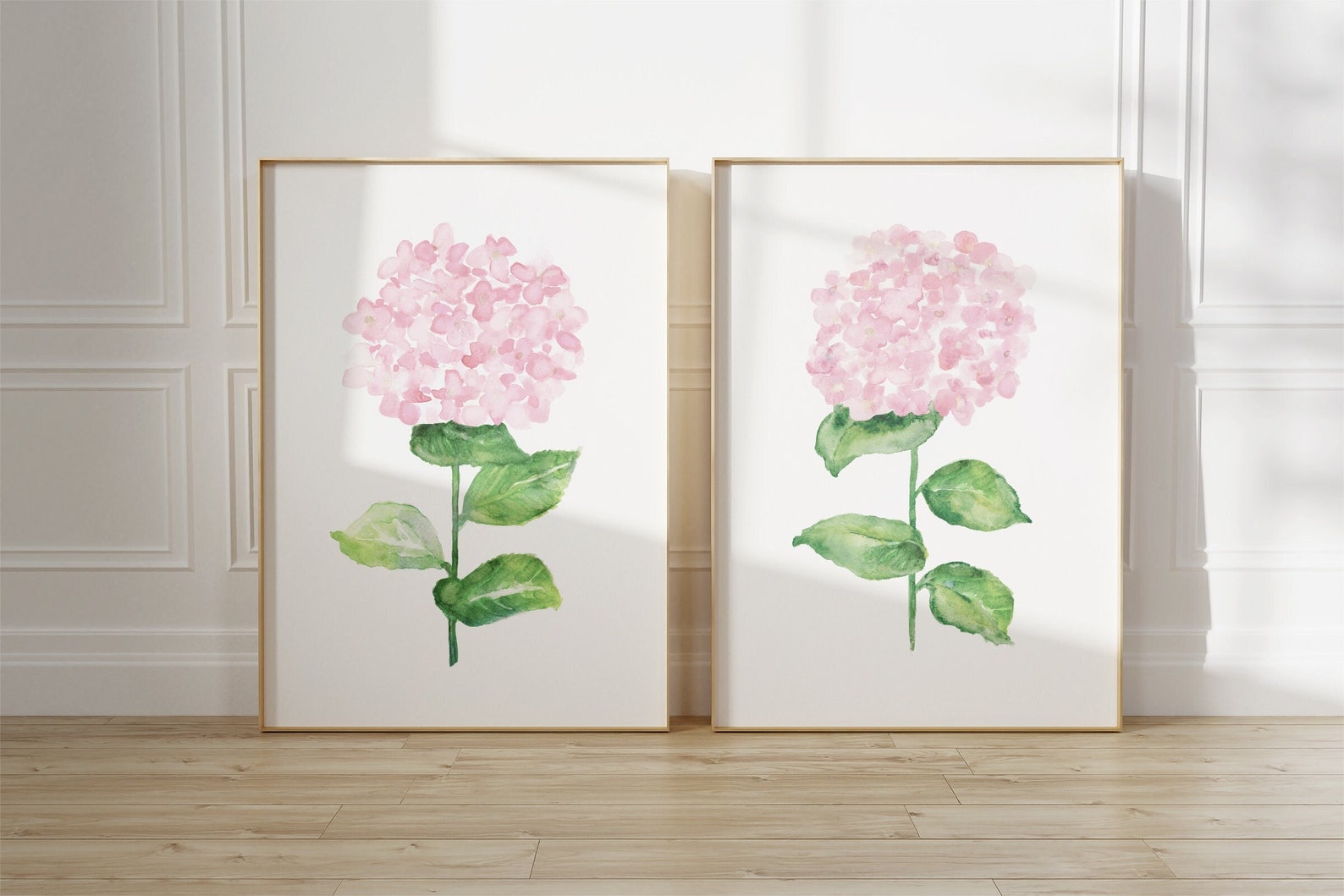 Blush Pink Watercolor Hydrangeas Set of 2 Prints Minimalist - Etsy