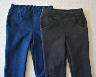 Jeggings, 2 coloris, 2 coloris, bleu et gris, jean stretch, taille. 86 - 140