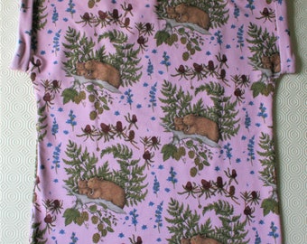 Shirt, "Wombats", 2 basiskleuren, roze en marine, zomersweatshirt met korte mouwen van Lillestoff, maat. 80 - 140