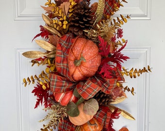 Fall wreath, fall swag, Thanksgiving wreath, pumpkins, pumpkin wreath, Autumn wreath, Thanksgiving, fall centerpiece, centerpiece