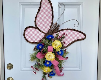 Butterfly wreath, spring wreath, spring door hanger, butterfly door hanger, spring time, butterfly, spring decor, Easter, Easter decor