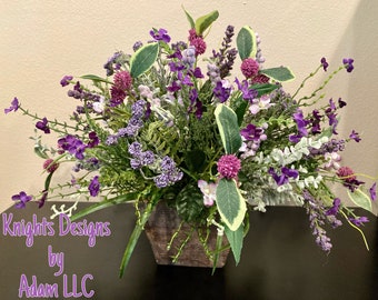 Everyday centerpiece, home decor, queen anne's lace, berries, centerpiece, purple flowers, floral arrangement, gift, gift ideas