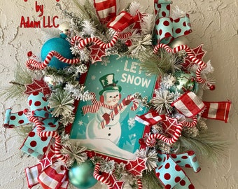 Winter wreath, snowman wreath, Christmas wreath, winter, snowman, Holidays, Christmas