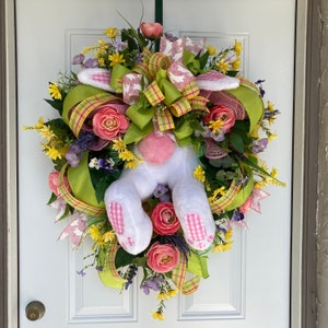 Corona de conejo de Pascua, corona de trasero de conejo, corona de primavera, corona de Pascua, Pascua, primavera, conejo, conejo de Pascua, Ostara