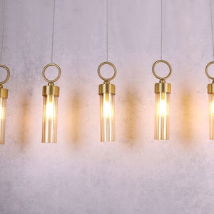 Modern Chandelier Dining Room Lighting, Glass Prism Pendant Ceiling Lights, Kitchen Island Decor Lighting, Mid Century Light Fixture
