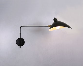 Long wall lamp, Black Bedside Wall Lamp, Long Arm Wall Lamp Sconce , Black Adjustable Wall Lighting, Matt Black Wall Light