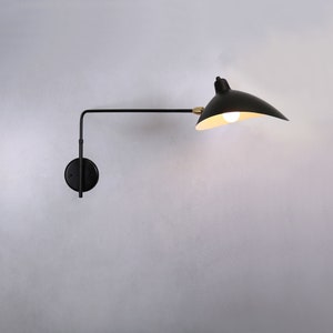 Long wall lamp, Black Bedside Wall Lamp, Long Arm Wall Lamp Sconce , Black Adjustable Wall Lighting, Matt Black Wall Light