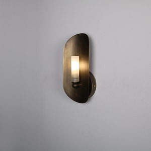 Ellipse Wall Lighting Brass Matte Glass Wall Lamp Vanity Light Fixture, Wall Sconce, Wall lamp, Wall Light , Small Wall Lighting image 1
