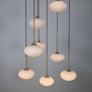 Modern Chandelier Dining Room Lighting, Flattened Glass Pendant Ceiling Lights, Kitchen Island Decor Lighting, Mid Century Light Fixture,