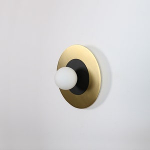 Brass And Black Disc Wall Lighting - Brass Globe Wall Lamp Vanity Light Fixture, Wall Sconce, Wall lamp, Wall Light , Small Wall Lighting