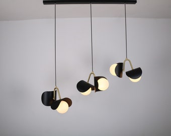 Moderne Kronleuchter-Esszimmer-Beleuchtung, weiße Glas hängende Deckenleuchten, Kücheninsel-Dekor-Beleuchtung, Mid-Century-Leuchte,