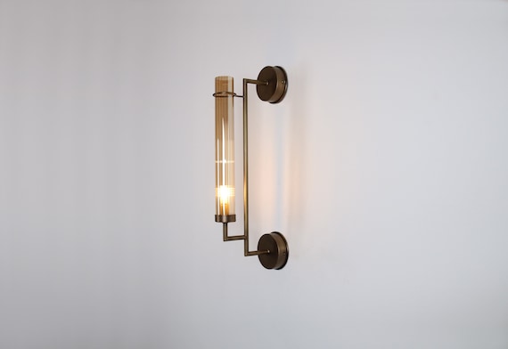 Blackened Brass Wall Sconce Bathroom Light Mid Century Modern