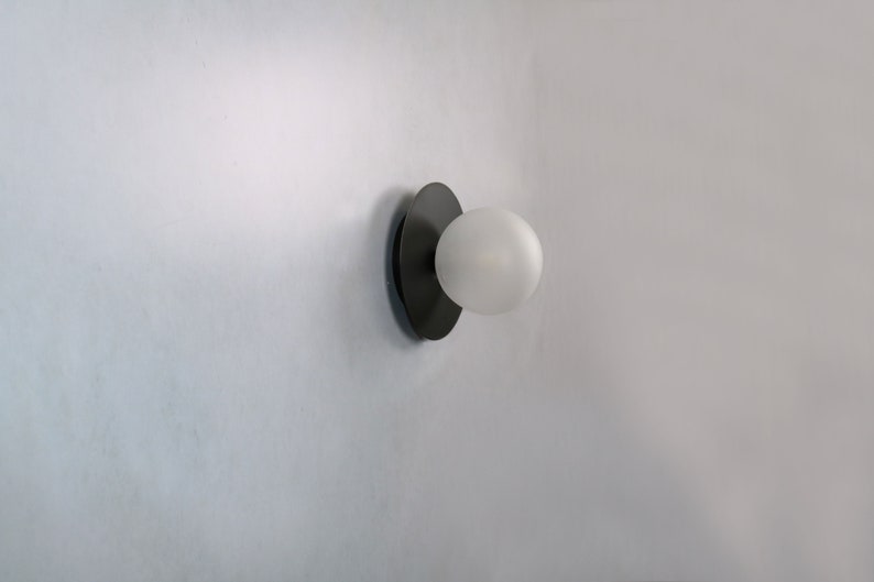 Disc Wall Lighting Black Globe Wall Lamp Vanity Light Fixture, Wall Sconce, Wall lamp, Wall Light , Small Wall Lighting, Brass Wall lamp Sandblast Matt Glass
