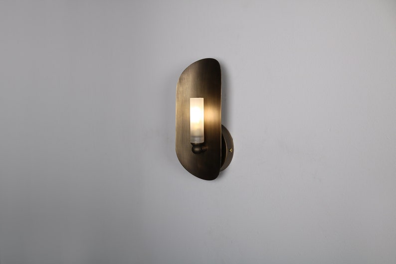 Ellipse Wall Lighting Brass Matte Glass Wall Lamp Vanity Light Fixture, Wall Sconce, Wall lamp, Wall Light , Small Wall Lighting image 1