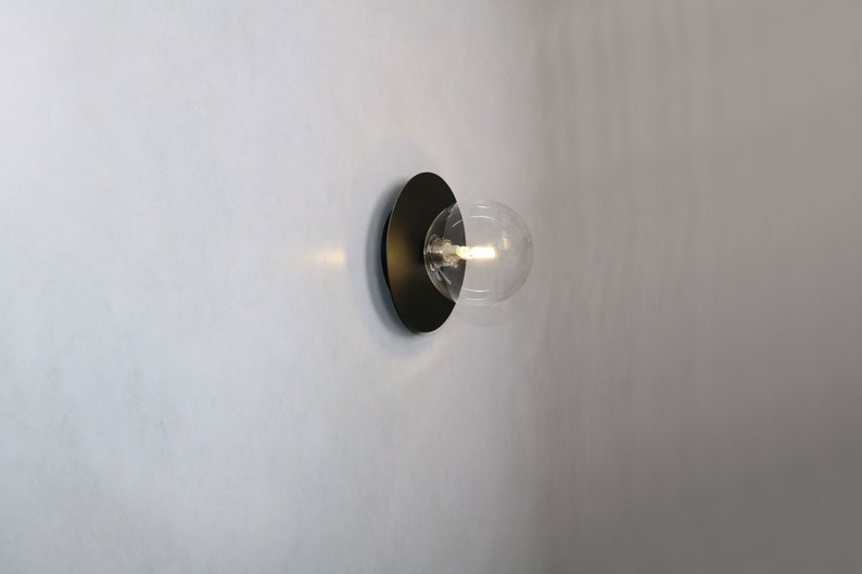 Disc Wall Lighting Black Globe Wall Lamp Vanity Light Fixture, Wall Sconce, Wall lamp, Wall Light , Small Wall Lighting, Brass Wall lamp Clear Glass