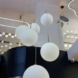 Staircase Chandelier Pendant Light, Modern Opal Glass Pendant Light for Dine Lighting, kitchen Island Lighting, Large Entrance Hanging Light