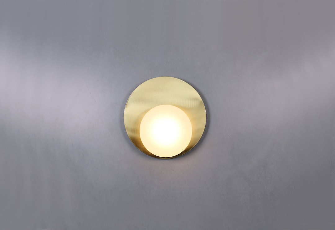 Brass Wall Plate Lighting , Brass Round Wall Lamp , Brass Globe Wall