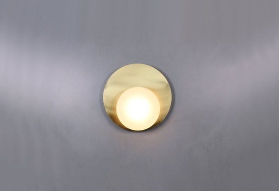 Brass Wall Plate Lighting Brass Round Wall Lamp Brass - Etsy