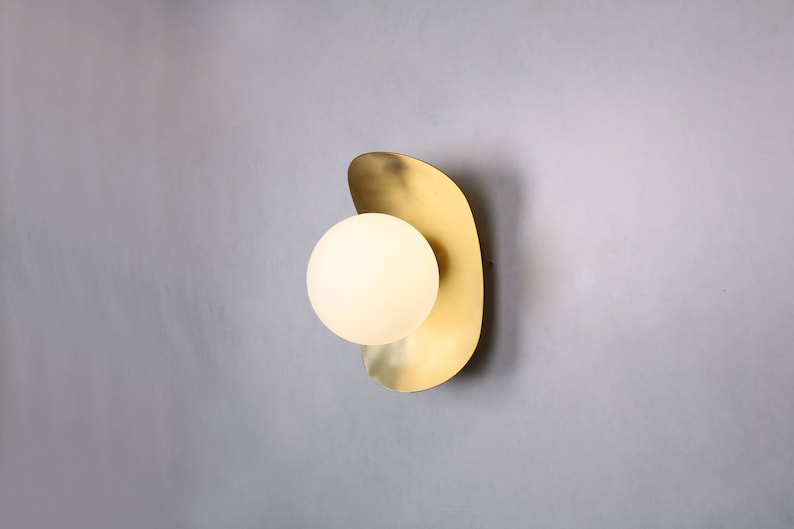 Ellipse Wall Lighting Brass Gold Globe Wall Lamp Vanity Light Fixture, Wall Sconce, Wall lamp, Wall Light , Small Wall Lighting image 2