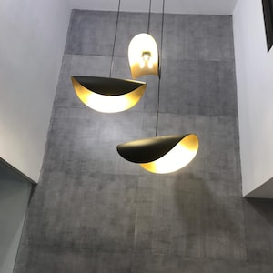 Contemporary Black Chandelier, Geometric Pendant Light, Minimal Mid Century Light, Elongated Lamp, Hanging Pendant Light, Unique Home Decor