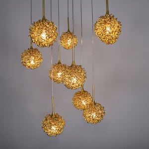 Staircase Chandelier Pendant Light, Modern Handmade Ball Light for Dine Lighting, kitchen Island Lighting, Large Entrance Hanging Light