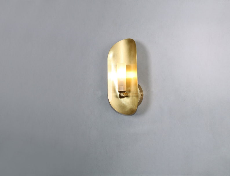 Ellipse Wall Lighting Brass Matte Glass Wall Lamp Vanity Light Fixture, Wall Sconce, Wall lamp, Wall Light , Small Wall Lighting image 3