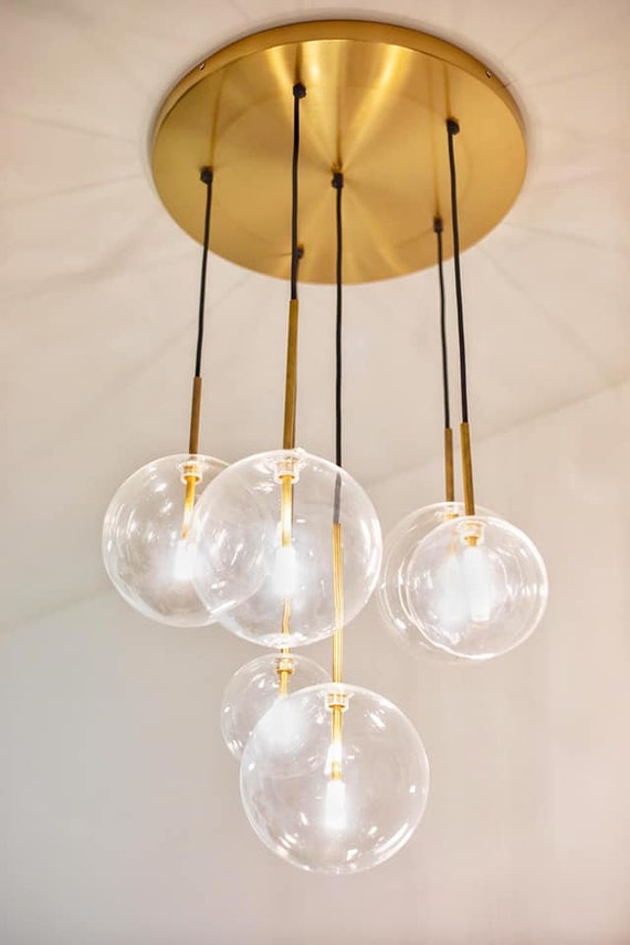Glass Ball Ceiling Lamp Household Pendant Chandelier Light Fixture Diameter 20cm 