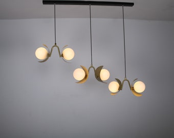 Iluminación para decoración de isla de cocina, lámparas de techo colgantes de vidrio aplanado, iluminación para decoración de isla de cocina, luminaria de mediados de siglo,