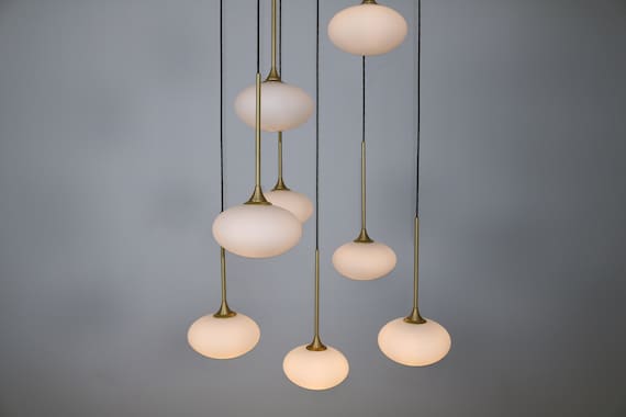 Modern Chandelier Dining Room Lighting Flattened Glass Pendant