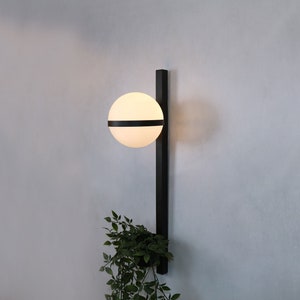 Moderm Wall Lamp With Plant - Vanity Light - Modern Wall Sconce - Black Wall Lights- Mid Century - Wall Light - Wall Sconce Light Fixture