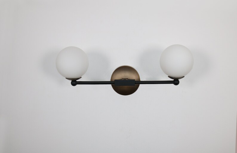 Double Globe Wall Lighting Brass Black Gold Wall Lamp Vanity Etsy