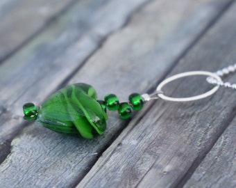 Necklace / Necklace / Glass Heart Chain / Glass Bead Necklace / Valentine's Day Gift / Mother's Day Gift 'Green Glass Heart'