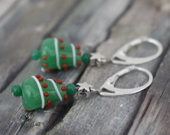 Earrings / 925'er Silver Earrings / Glass Bead Earrings / Christmas Tree / Christmas Gift / Christmas Decorations 'Christmas Tree'