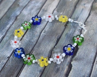 Bracelet / Glass flower bracelet / Bracelet / Mother's Day gift 'Colorful flower meadow'