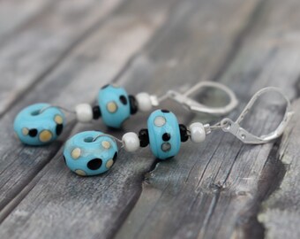 Earrings / Glass Bead Earrings / Earrings / Earrings / Unique Jewellery 'Glass Beads Light Blue Dotted'