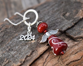 Necklace / glass bead necklace / necklace / angel / guardian angel / lucky charm 'Red Angel 2024'