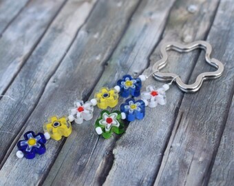 Pendant / Keychain / Bag Pendant / Flower Pendant 'Colorful Flower Meadow'