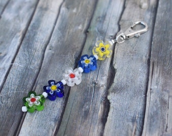 Pendant / Keychain / Bag Pendant / Flower Pendant 'Colorful Flower Meadow'