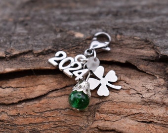 Pendant / necklace pendant / jewelry pendant / charm 'Luck / Cloverleaf for 2024'