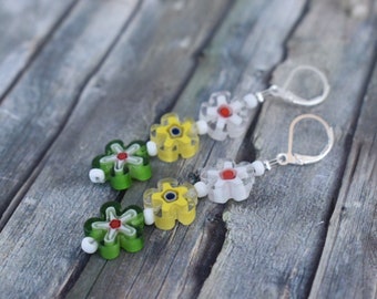 Earrings / 925 silver / glass flower earrings / Mother's Day gift 'Colorful flower meadow'