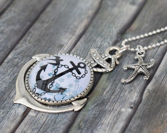 Chain / necklace / maritime chain / anchor / anchor chain 'anchor medallion with starfish'