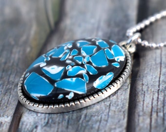Chain / necklace / pendant chain / mosaic pendant chain 'Mosaiko turquoise'