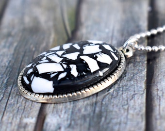 Chain / necklace / mosaic pendant chain 'Mosaiko black'