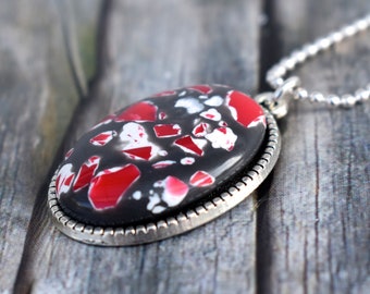 Chain / necklace / pendant chain / mosaic pendant chain 'Mosaiko red'