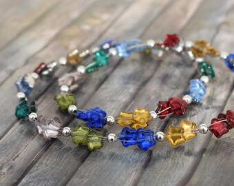 Chain / necklace / glass bead necklace / necklace / glass bead necklace 'Colorful glass stars'