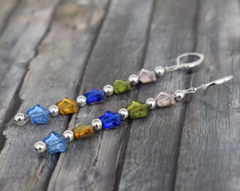 Earrings / 925 silver / glass bead earrings / hanging earrings / earrings / star earrings 'colorful glass stars'