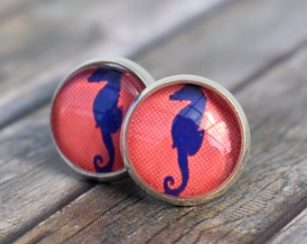 Stud earrings / earrings / earrings / seahorse earrings 'Seahorse'