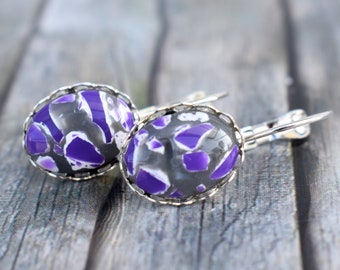 Earrings / cabochon earrings / mosaic earrings / earrings 'mosaic purple'