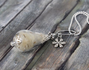 Chain / necklace / glass bead necklace / pendant necklace / unique / unique jewelry 'Pusteblume / Dandelion'